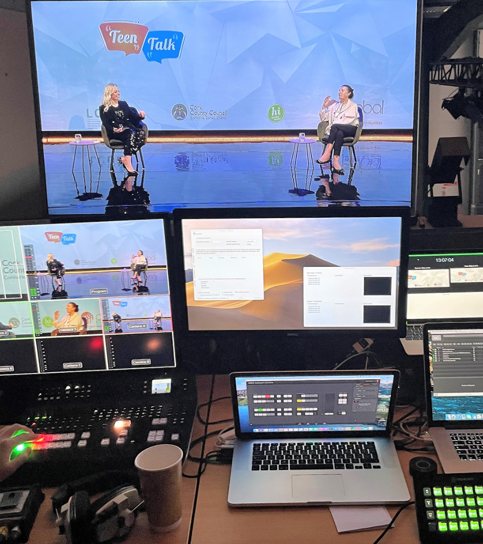 View of the control centre in the VE Studio while producing a Live Stream