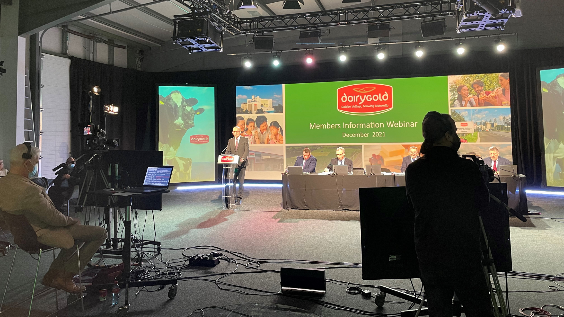 Annual General meeting of Dairygold. Dairygold AGM was produced on the Main stage in VE Studio the meeting went out live to all members.