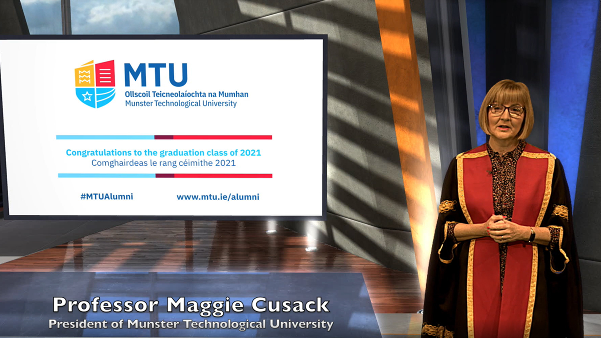 The first Conferring Ceremony of the Munster Technological University 2021 and was led by the President, Professor Maggie Cusack. Due to current Covid-19 guidelines the Conferring Ceremony took place virtually